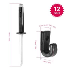 12PCS J Hooks Lashing Hooks Bungee Hooks with 12 Rivets for Kayak Canoe Paddle Board Accessories